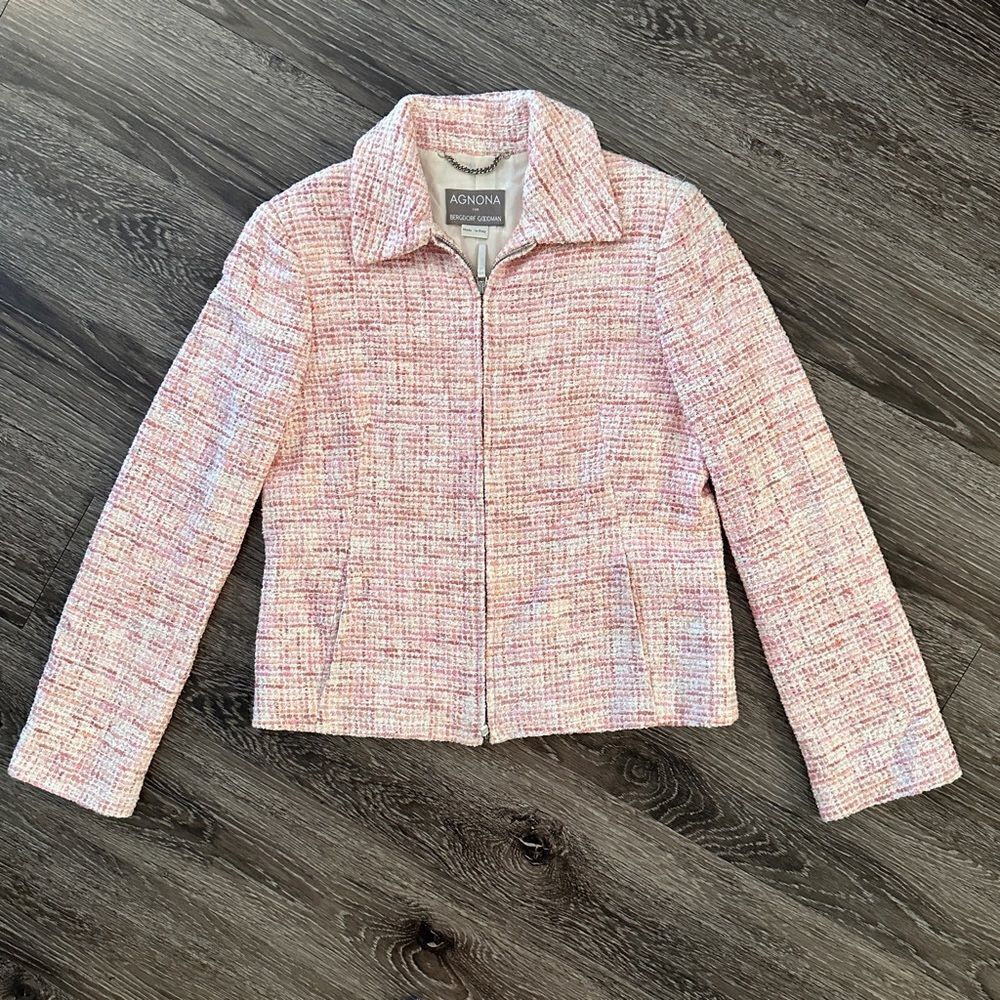 Agnona Pink Tweed Double zip jacket